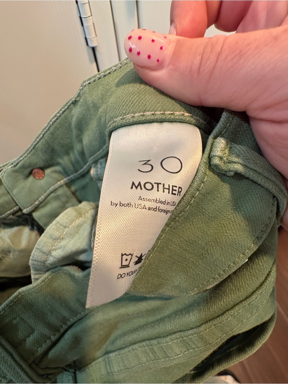 MOTHER Denim The Mid Rise Dazzler Ankle Fray Jeans Sz 30 Pretty Green - Picture 6 of 6